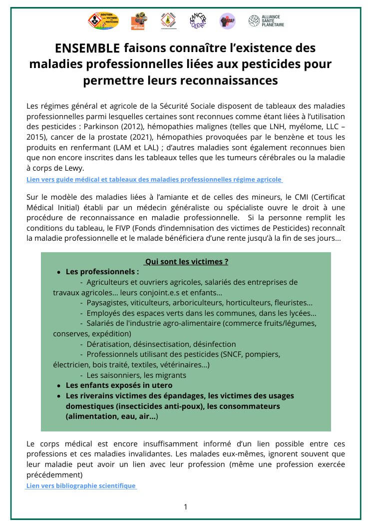 Aperçu de la lettre d'info maladies professionnelles, version à envoyer par mail